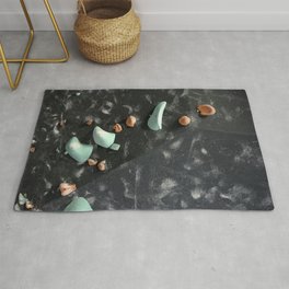 Bouldering indoor free climbing gym holds orange blue Rug