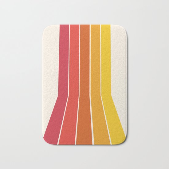 Rad - retro throwback 70s 1970s stripe beach 70's vibes minimal art Bath Mat