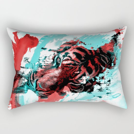 Tiger blue red 4 Rectangular Pillow