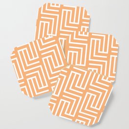 Orange and White Tessellation Line Pattern Pairs DE 2022 Popular Color Market Melon DE5199 Coaster