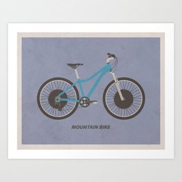 Mountain Bike (with text) Art Print | Vintage, Graphic Design, Illustration, Vector 