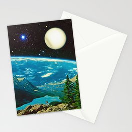 Cosmic Nature - Space Collage, Retro Futurism, Sci-Fi Stationery Card