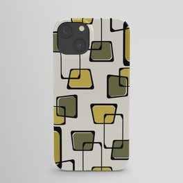 Skewed Squares Midcentury Pattern Olive Chartreuse iPhone Case