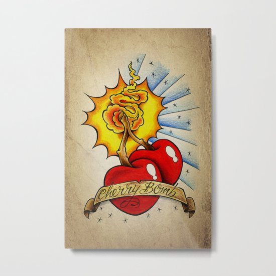 Cherry Bomb Tattoo Art Metal Print By Jammyphotography Society6