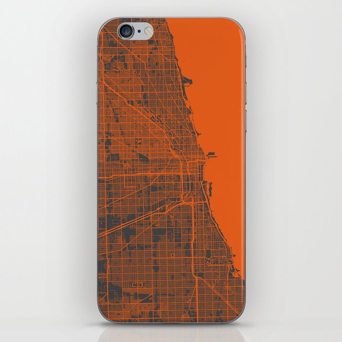 Chicago map orange iPhone Skin
