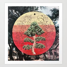 Synthesis — Cross-Stitch Bonsai Tree with African Sunset Art Print