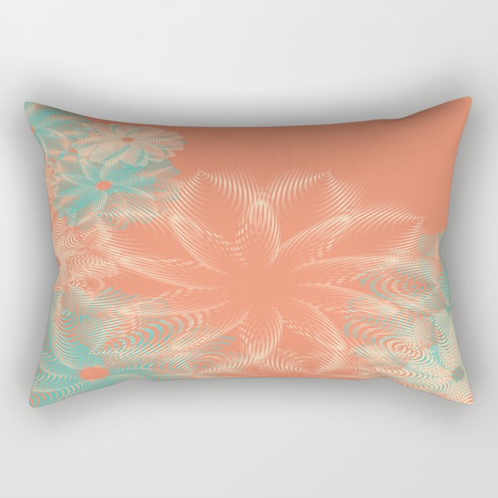 Abstract Floral in Teal and Coral Rectangular Pillow