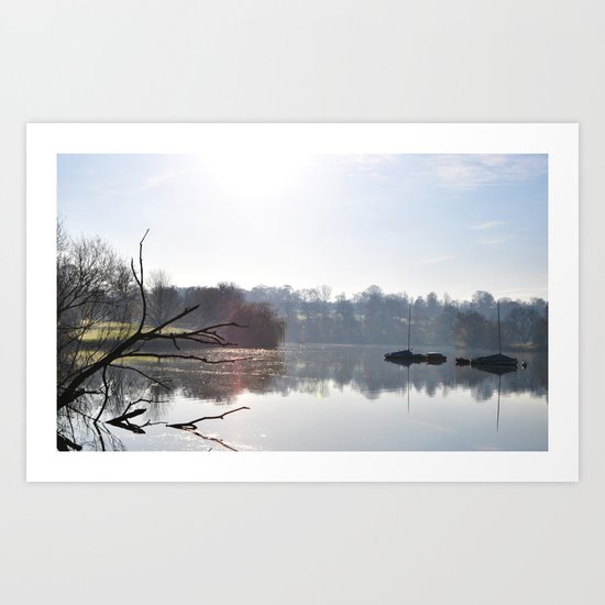 Boats on the lake Art Print