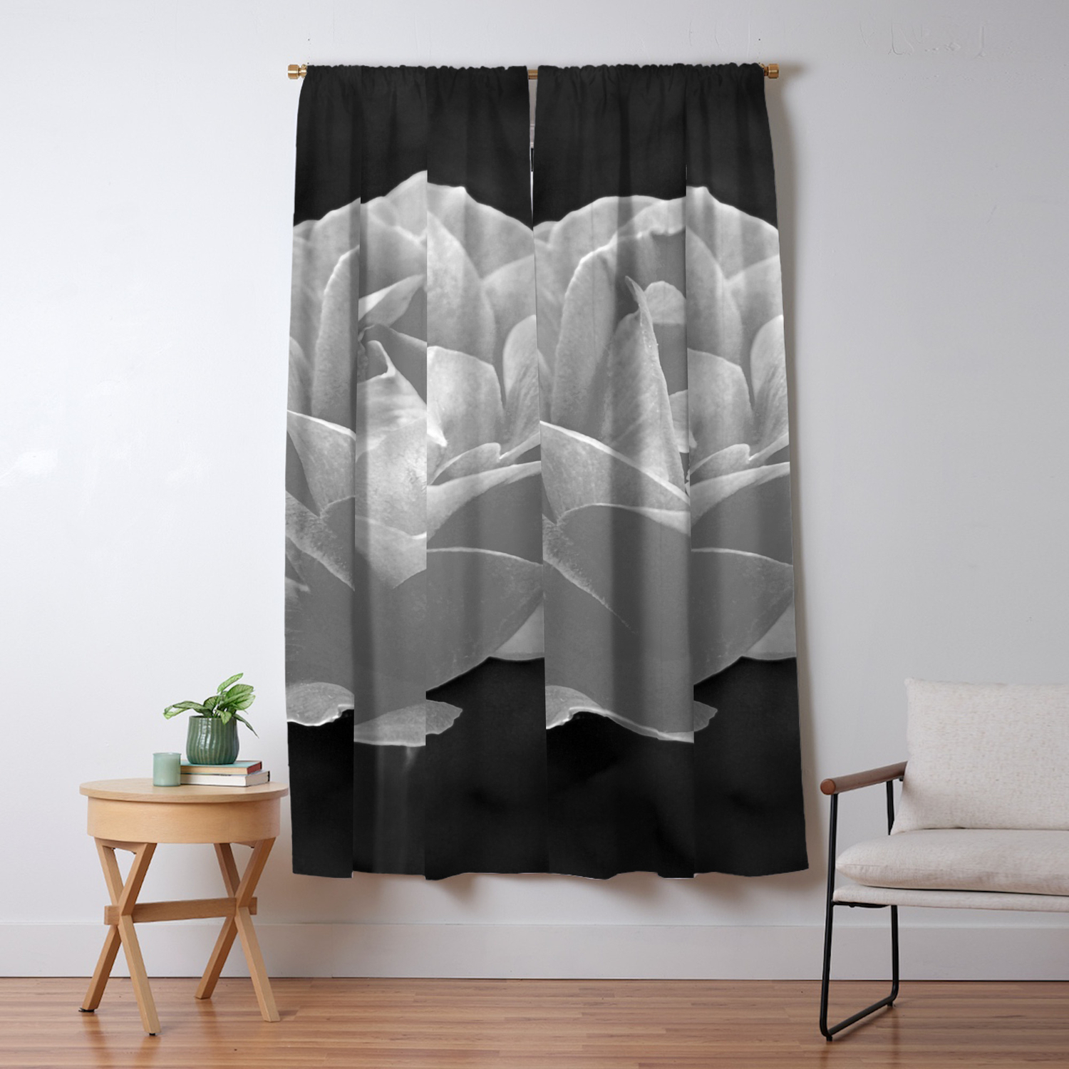 Silver Satin Rose My Love For You Blackout Curtain By