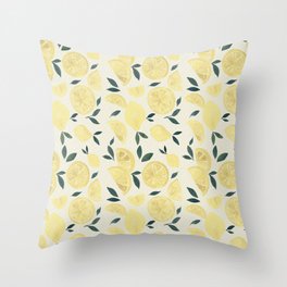 Watercolor lemons - vintage Throw Pillow