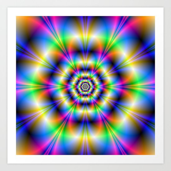 Neon Hexagons Art Print