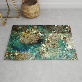 SPARKLING GOLD AND TURQUOISE CRYSTAL Area & Throw Rug