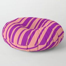 [ Thumbnail: Salmon and Purple Colored Pattern of Stripes Floor Pillow ]