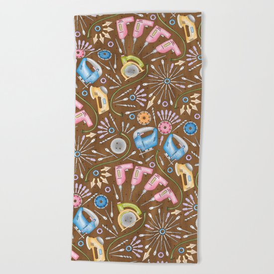 Flower Power Tools Beach Towel