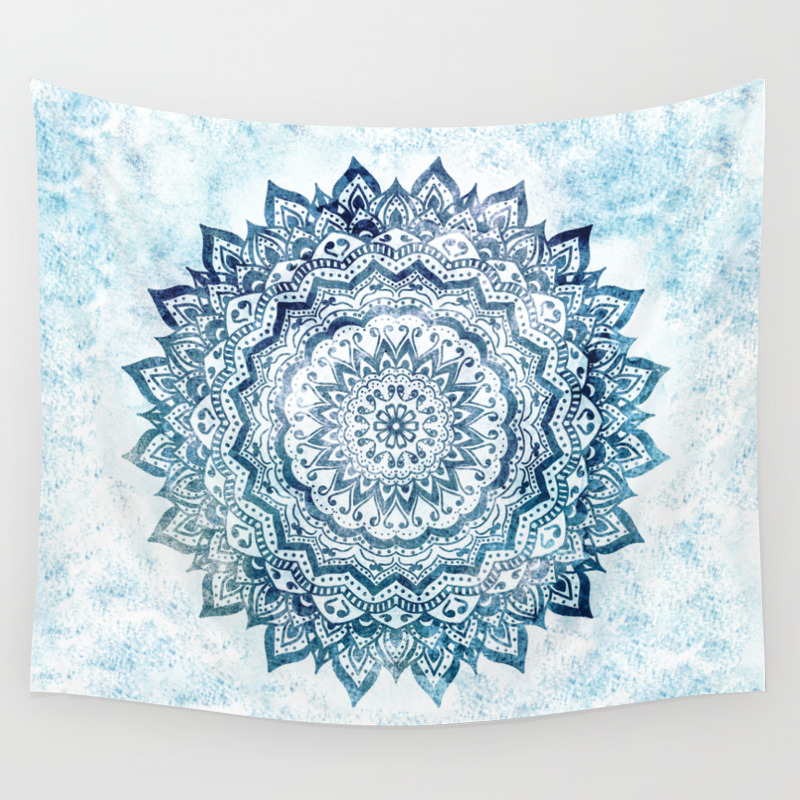 Society6 Blue Jewel Mandala by Nika on Rectangular Pillow Medium 20 x 14 