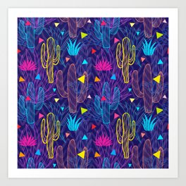 Neon Cactus Art Print | Digital, Graphicdesign, Cactus, Mobii, Desert, Cacti, Succulent, Neon 