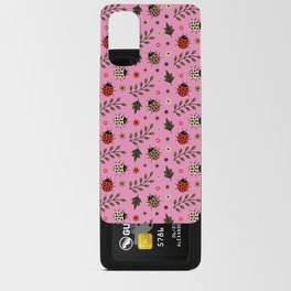 Ladybug and Floral Seamless Pattern on Pink Background Android Card Case