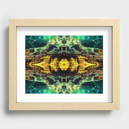Mossy Robot Pattern - Mirrored Willow Bark Recessed Framed Print