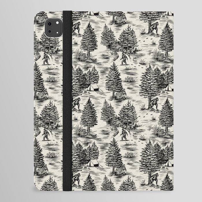 Bigfoot / Sasquatch Toile de Jouy in Black iPad Folio Case