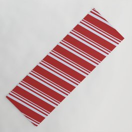 [ Thumbnail: Lavender & Red Colored Lines Pattern Yoga Mat ]