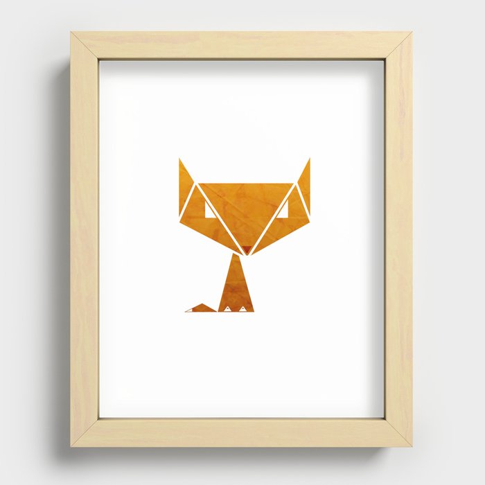 Origami Fox Recessed Framed Print