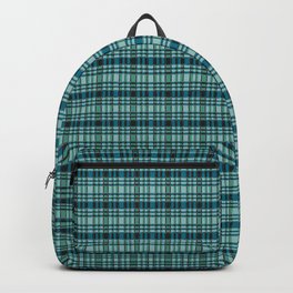 Turquoise Blue Plaid Pattern Backpack