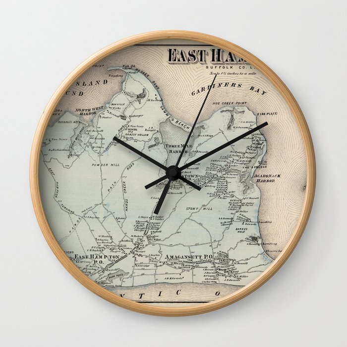 Map of East Hampton 1873 Wall Clock