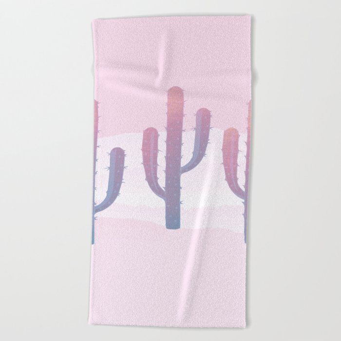 Dreamy Pastel Cacti Design Beach Towel