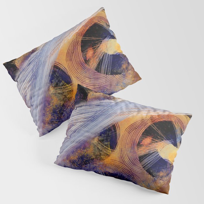 Abstract painting, yellow and dark blue Pillow Sham