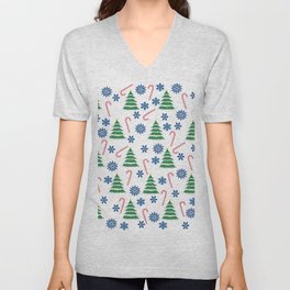 Merry Christmas tree Snowflakes Candy cain  pattern V Neck T Shirt