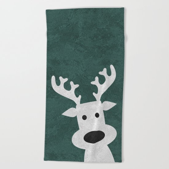 Christmas reindeer marble Beach Towel