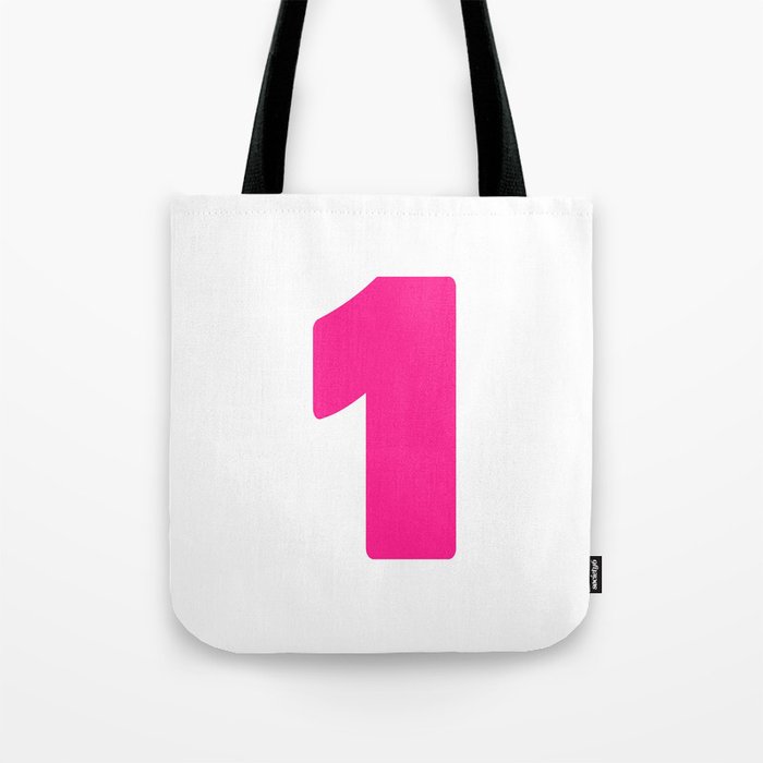 1 (Dark Pink & White Number) Tote Bag