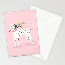 Dalmatian with Lemon Tree in Pink Stationery Cards