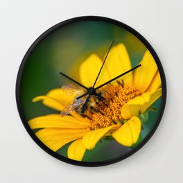 Bumblebee Collecting Nectar Macro Photography Wall Clock