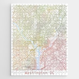 Washington DC modern wall art Map Watercolor by Zouzounio Art Jigsaw Puzzle