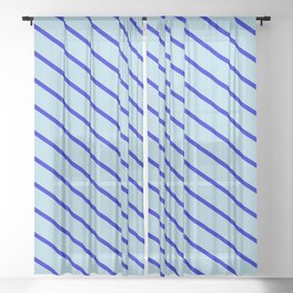 [ Thumbnail: Blue & Light Blue Colored Stripes Pattern Sheer Curtain ]