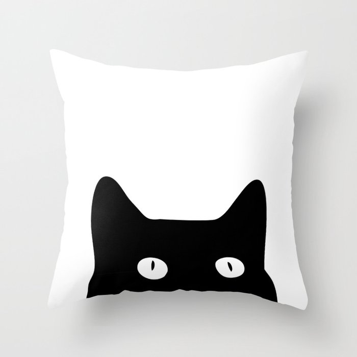 Black Cat Throw Pillow by goodsense Society6