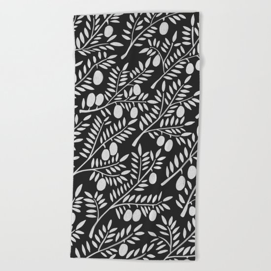 White Olive Branches Beach Towel