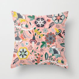 BOHO Chintz (Coral Pink) Throw Pillow
