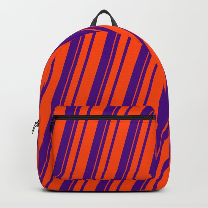 Indigo & Red Colored Pattern of Stripes Backpack