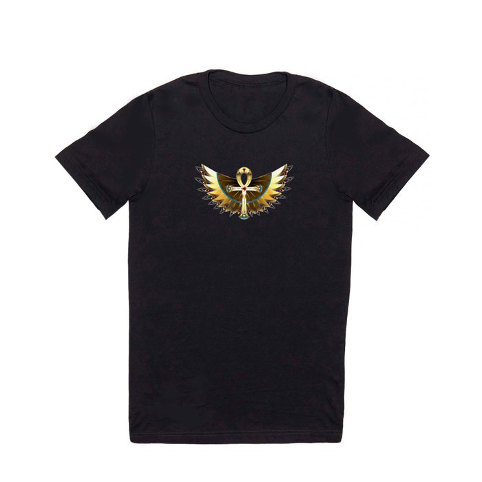 Gold Ankh with Wings T Shirt