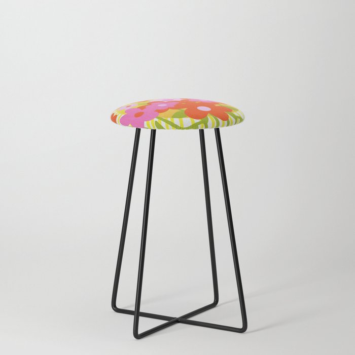 Sunny Spring Flowers  Counter Stool