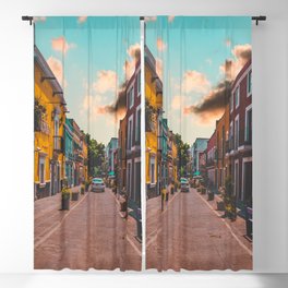 Mexico Photography - Colorful Street In Mexico Blackout Curtain