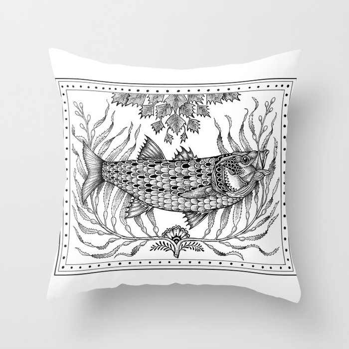 Striper in the Weeds Ink Throw Pillow