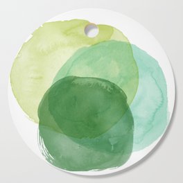 Abstract Organic Watercolor Shapes Painting in Green Cutting Board