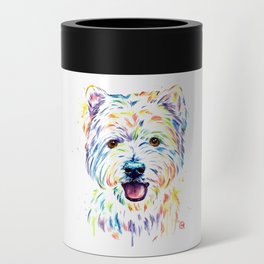 Westie Colorful Pet Portrait Watercolor Painting Can Cooler