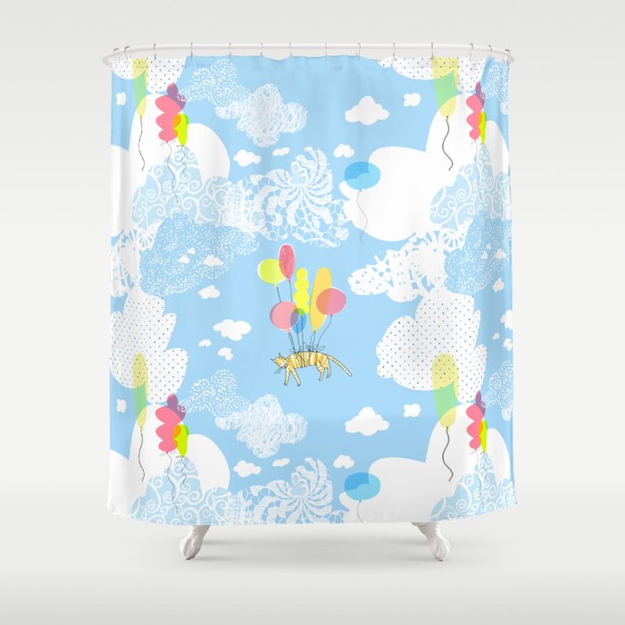 Flying Cat Shower Curtain