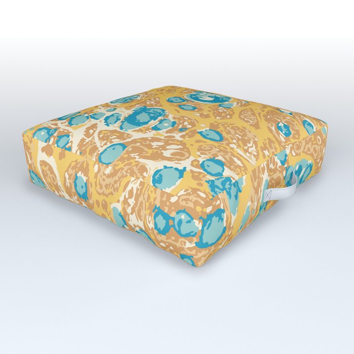 Boho mineral pattern yellow and blue Outdoor Floor Cushion