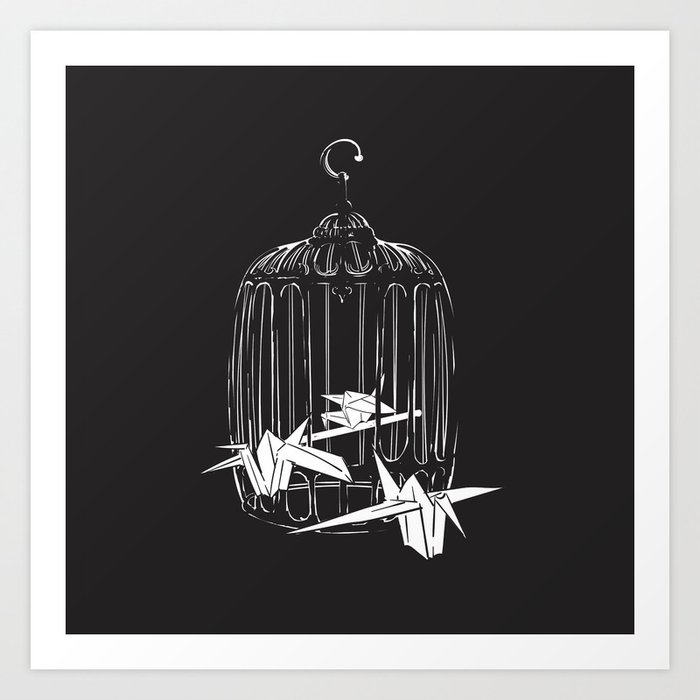 caged paper cranes Art Print
