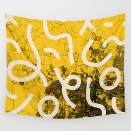 Peoria, Arizona - Yellow City Map Collage Wall Tapestry